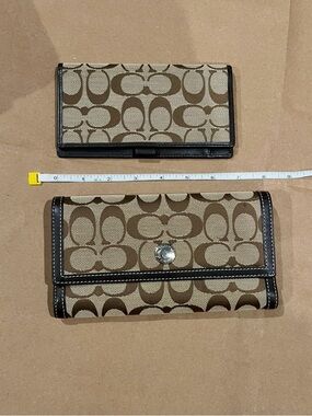 Coach C Signature Canvas Monogram trifold Wallet & checkbook